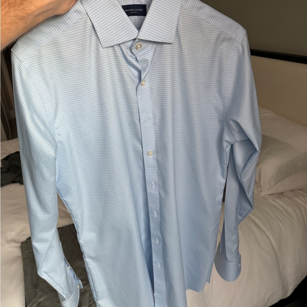 Classic Light Blue Checkered Dress Shirt